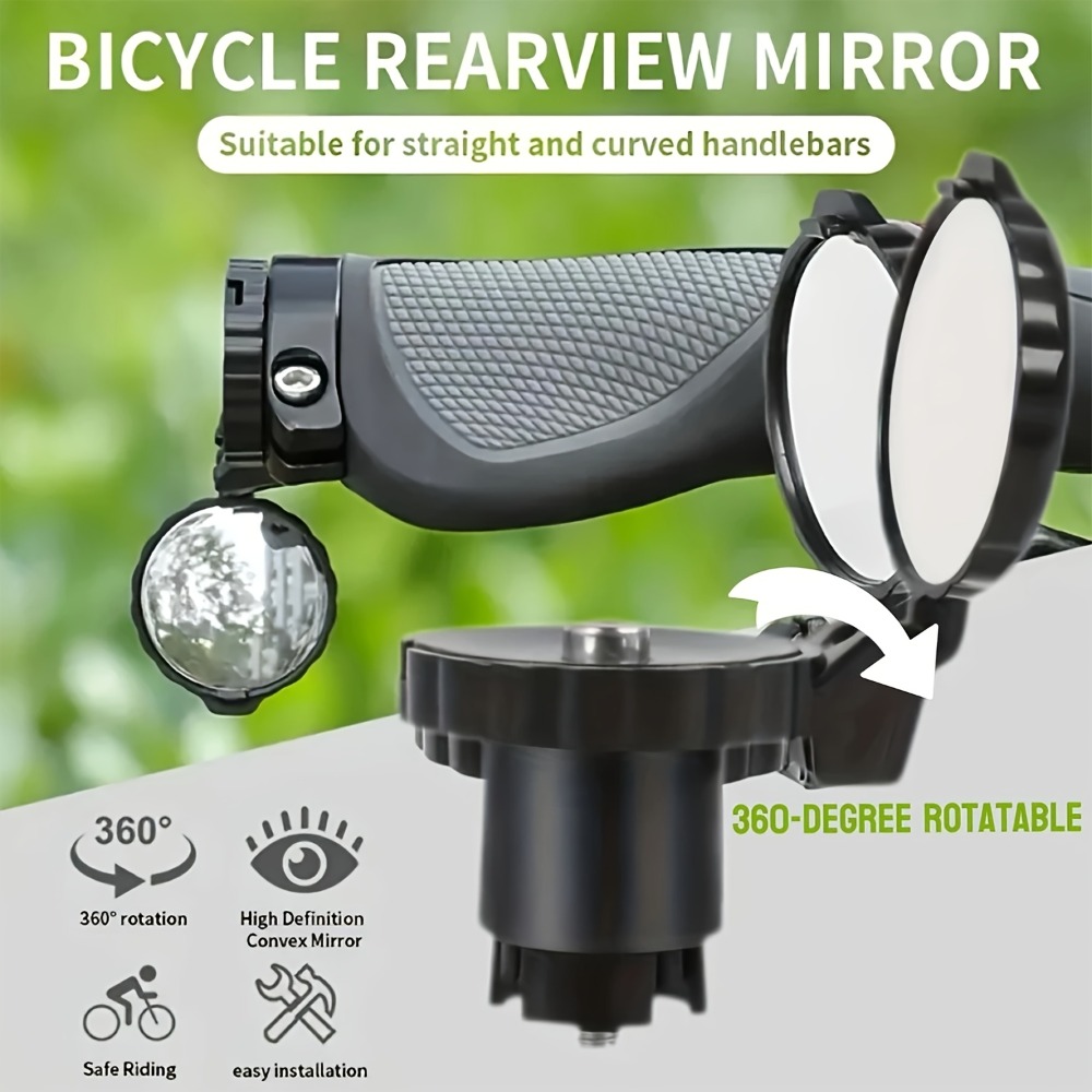 Mirror Handlebar Convex - 고화질 광각 자전거 백미러-원형 볼록 렌즈,