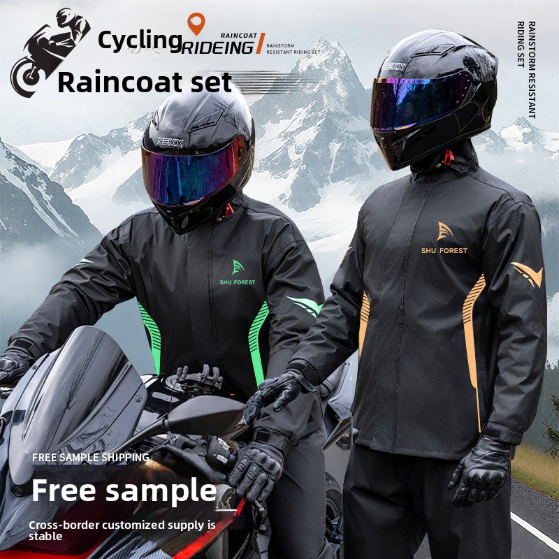 Cycling Commuter Rain Jacket - 성인용 반사 소재 폴리에스터 폰지 소재