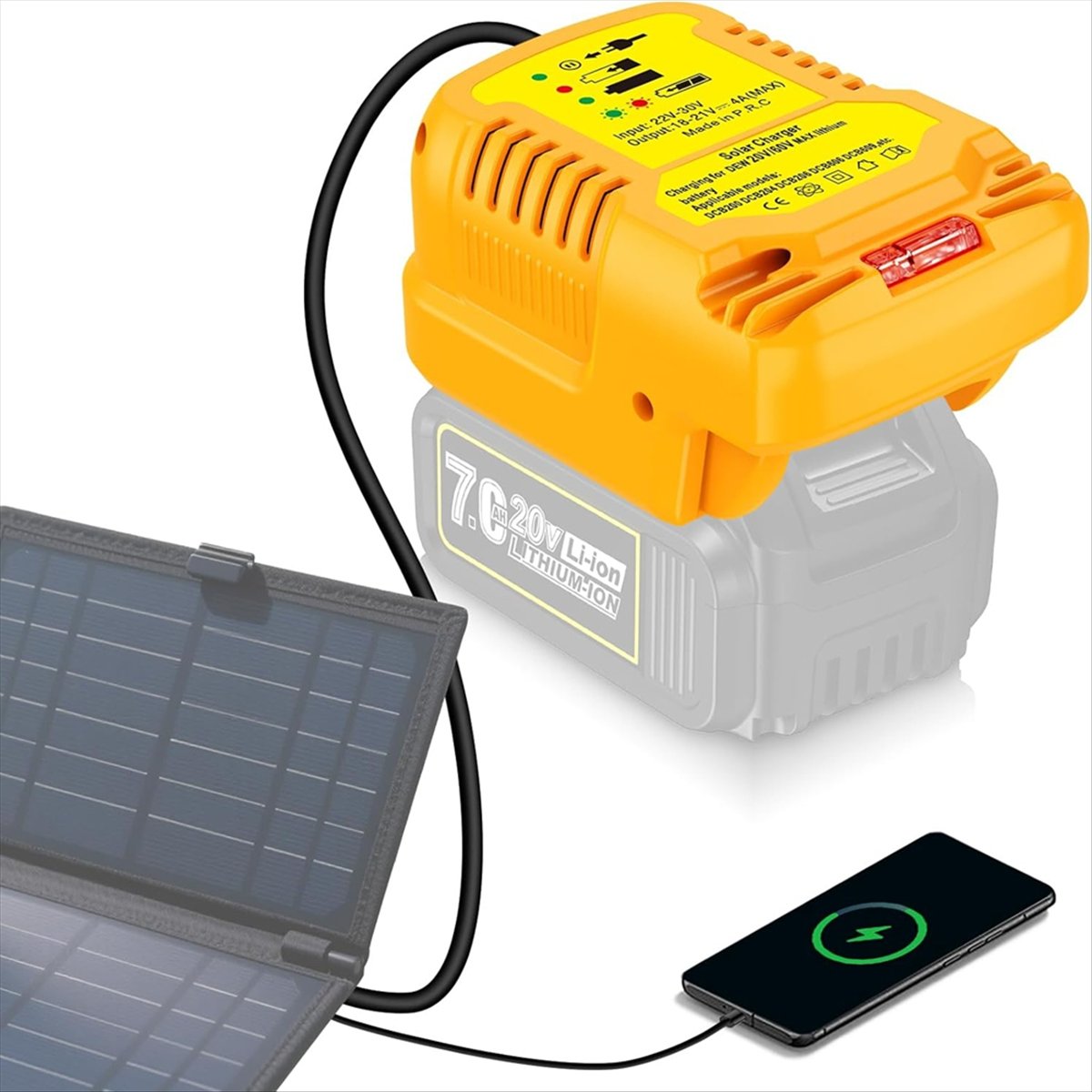 디월트 20V/60V 배터리용 태양광 충전기 어댑터,  - Usb Charger Dynamo 리뷰 및 가격